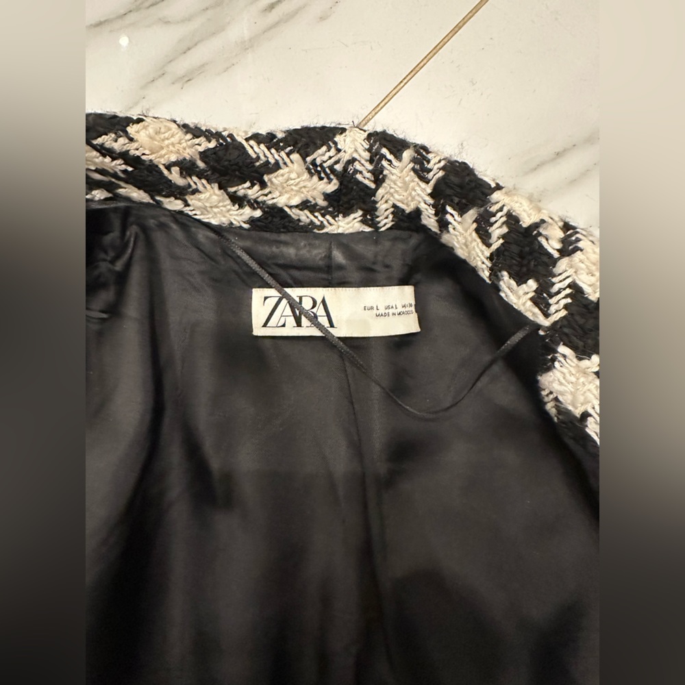 Zara Houndstooth Blazer Gold Button Limited Edition Jacket Inspired Designer - Picture 5 of 8